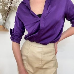 Purple Viscose Satin Shirt